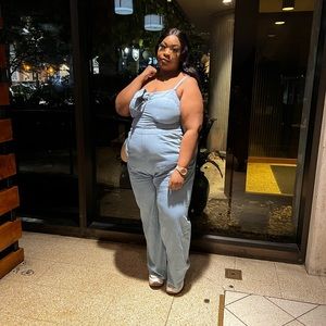 Denim Jumpsuit W/ Bow detail